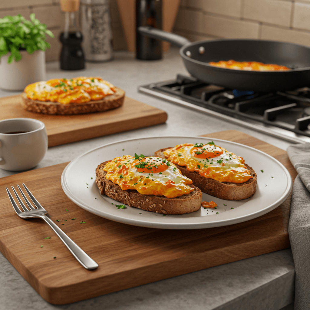 Spicy Broiled Parmesan Eggs on Sourdough Toast