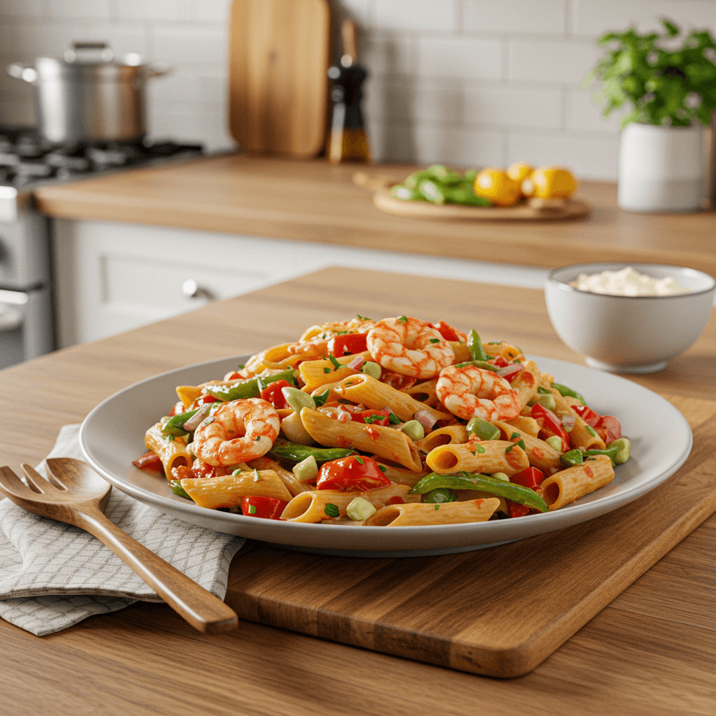 Spicy Creole Pasta Salad with Tangy Dressing