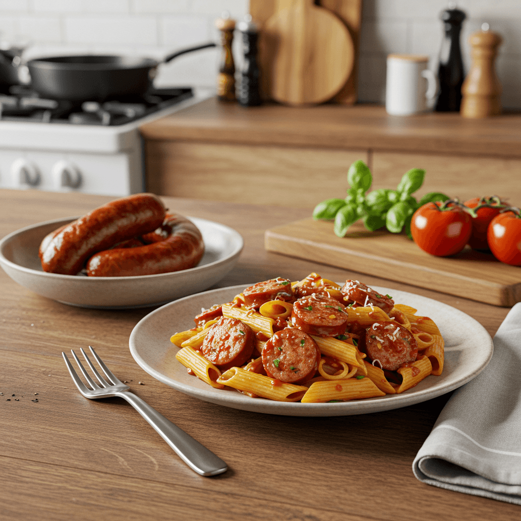 Spicy Creole Sausage and Marinara Pasta