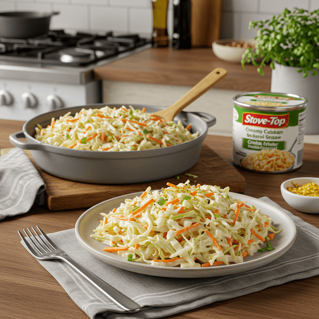 Stove-Top Creamy Cabbage and Carrot Coleslaw