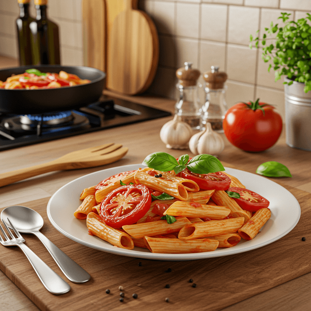 Tantalizing Tomato and Basil Leaf Pasta Delight