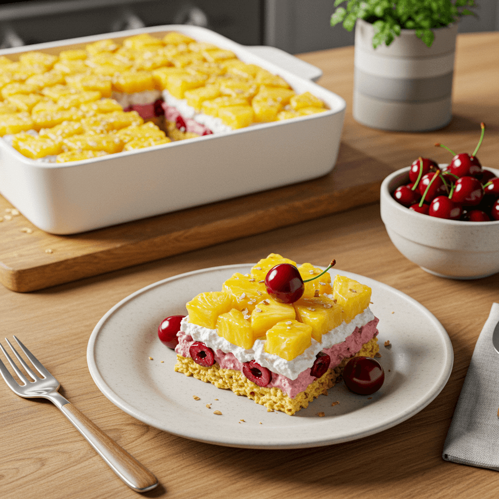 Tropical Delight No-Bake Pineapple Cherry Dessert