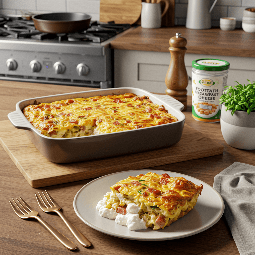 Ultimate Breakfast Casserole with Cottage Cheese and Savory Meats