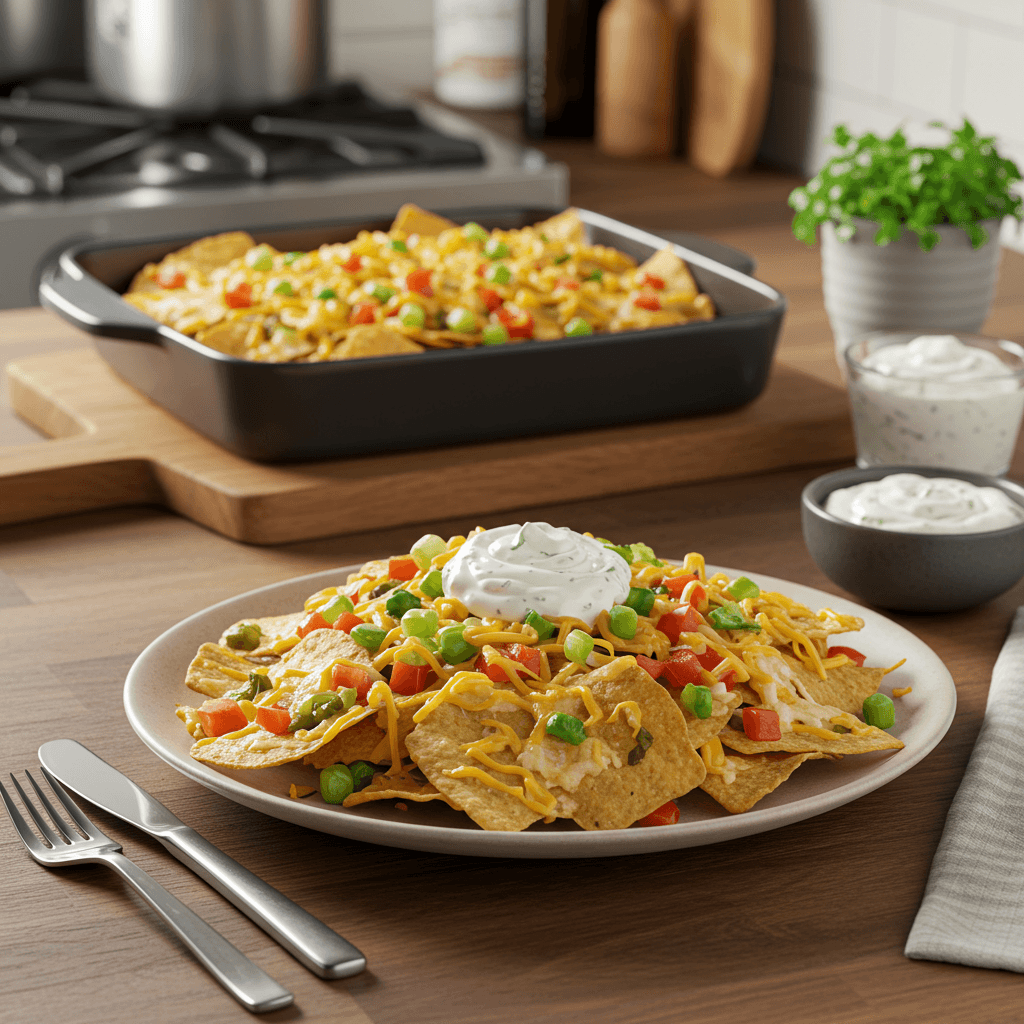Ultimate Loaded Oven-Baked Nachos with Dill Pickle Cream