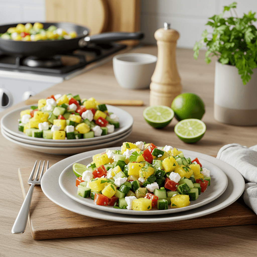 Vibrant Pineapple & Cucumber Salsa with Feta and Lime
