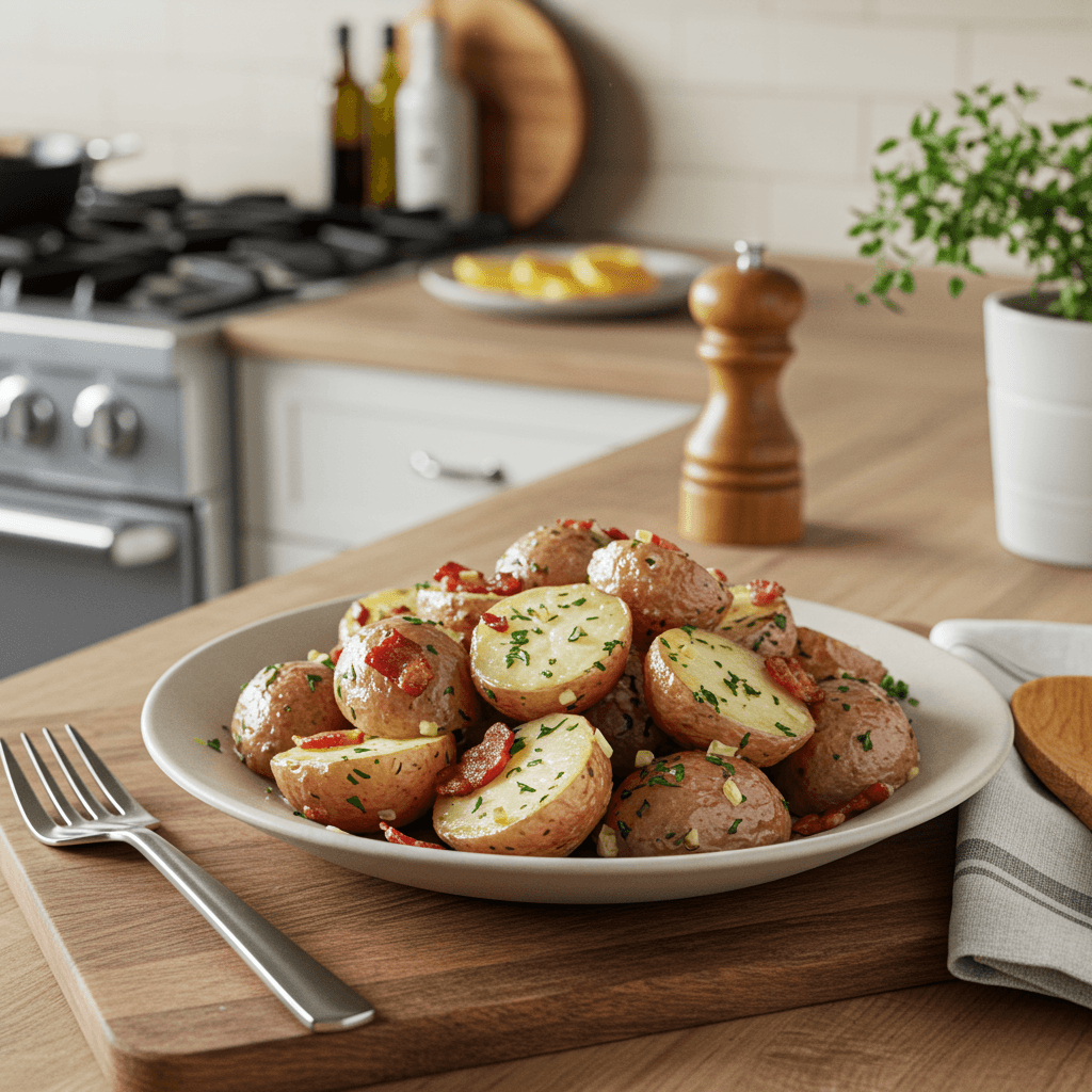 Warm Herbed Red Potato and Crispy Bacon Salad