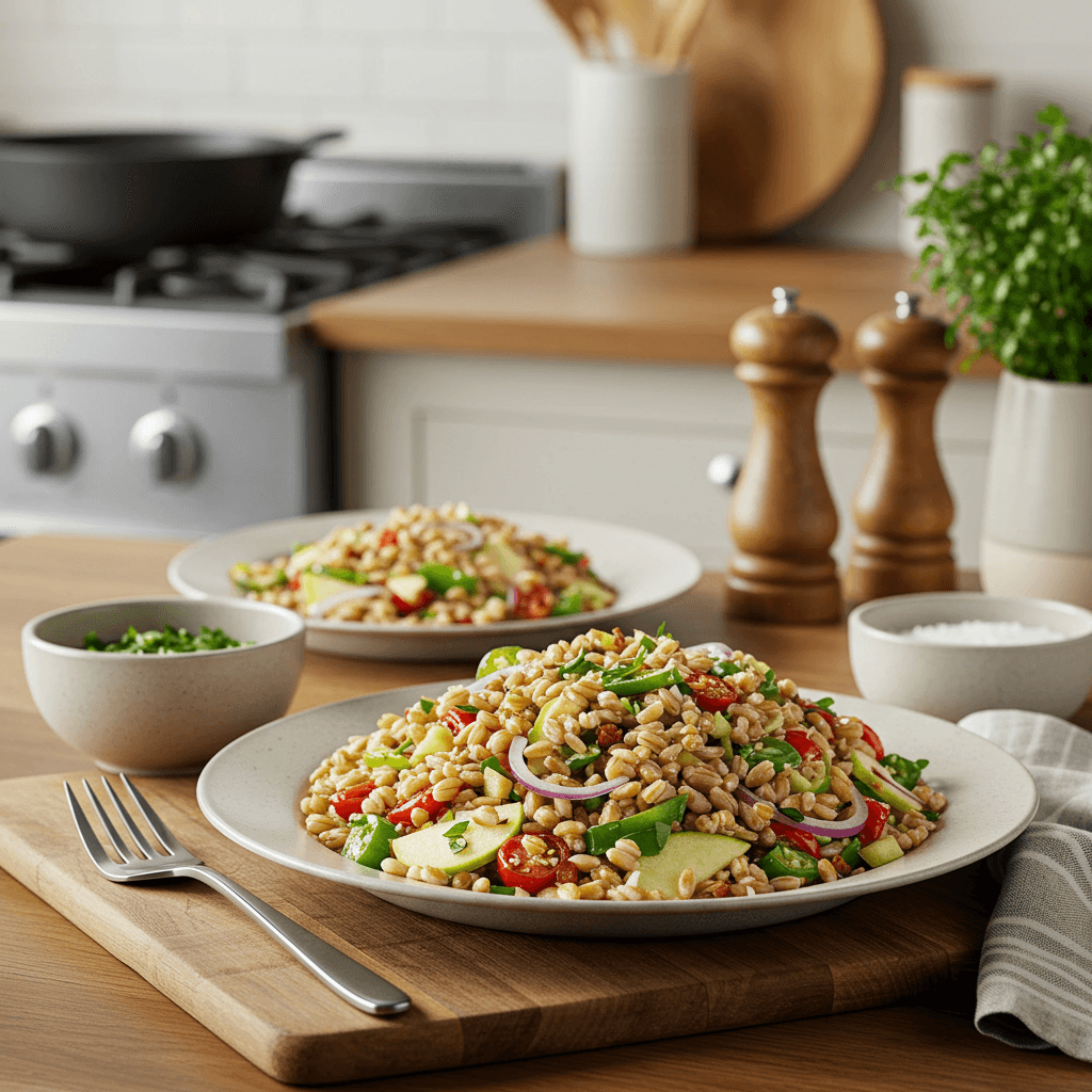 Zesty Farro Salad with Apple Cider Vinaigrette