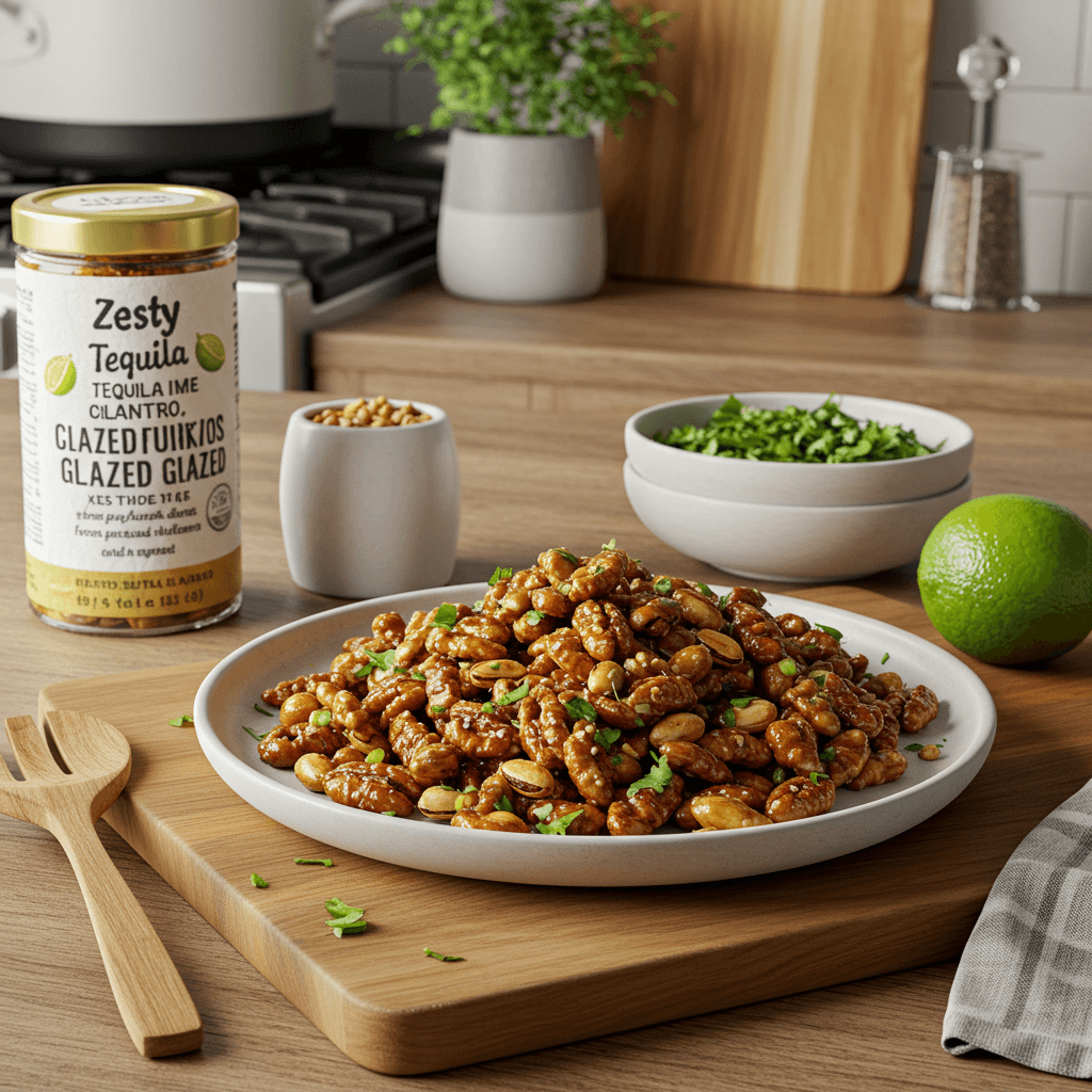 Zesty Tequila Lime Cilantro Glazed Nuts