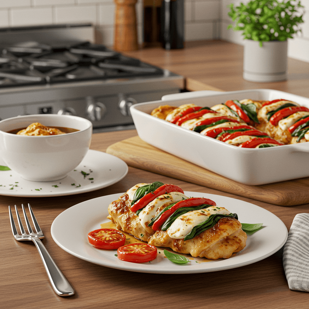 Balsamic Glazed Caprese Chicken Bake
