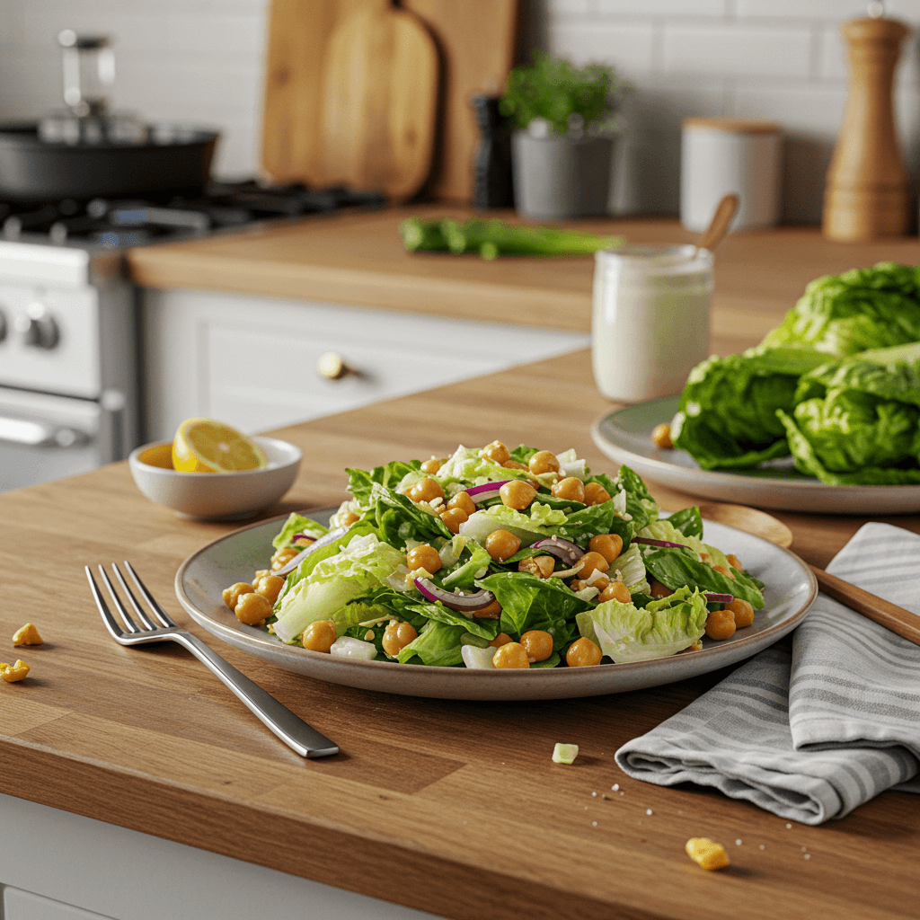 Chickpea-Lettuce Medley With Tangy Dijon Dressing