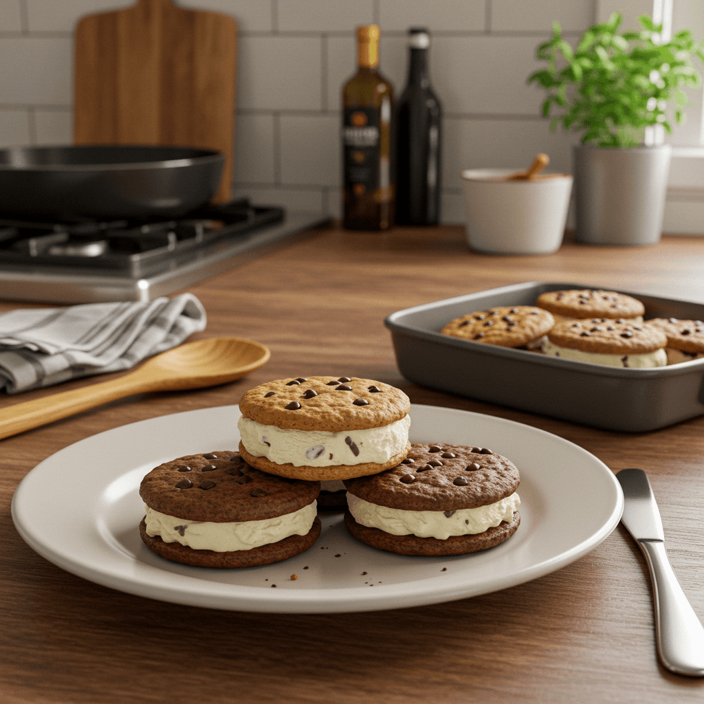 Chocolate Chip Cookie Dough Ice Cream Sandwich Delight