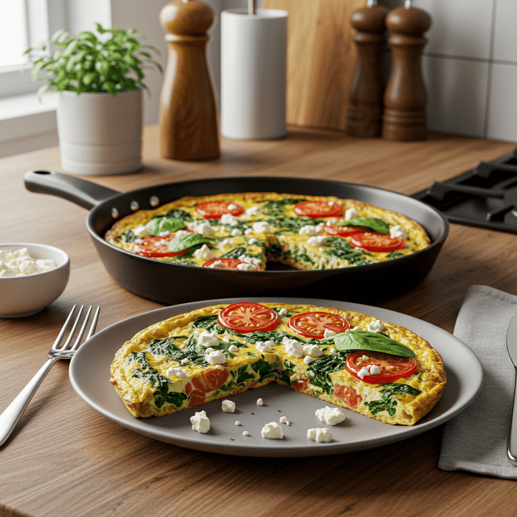 Classic Breakfast Frittata with Spinach, Tomato, and Feta