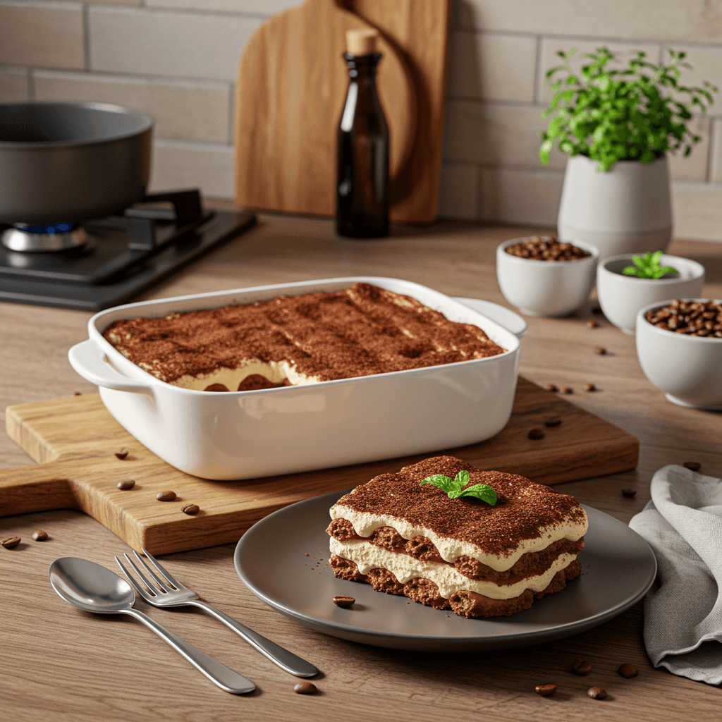 Classic Italian Tiramisu with a Twist of Amaretto and Dark Rum