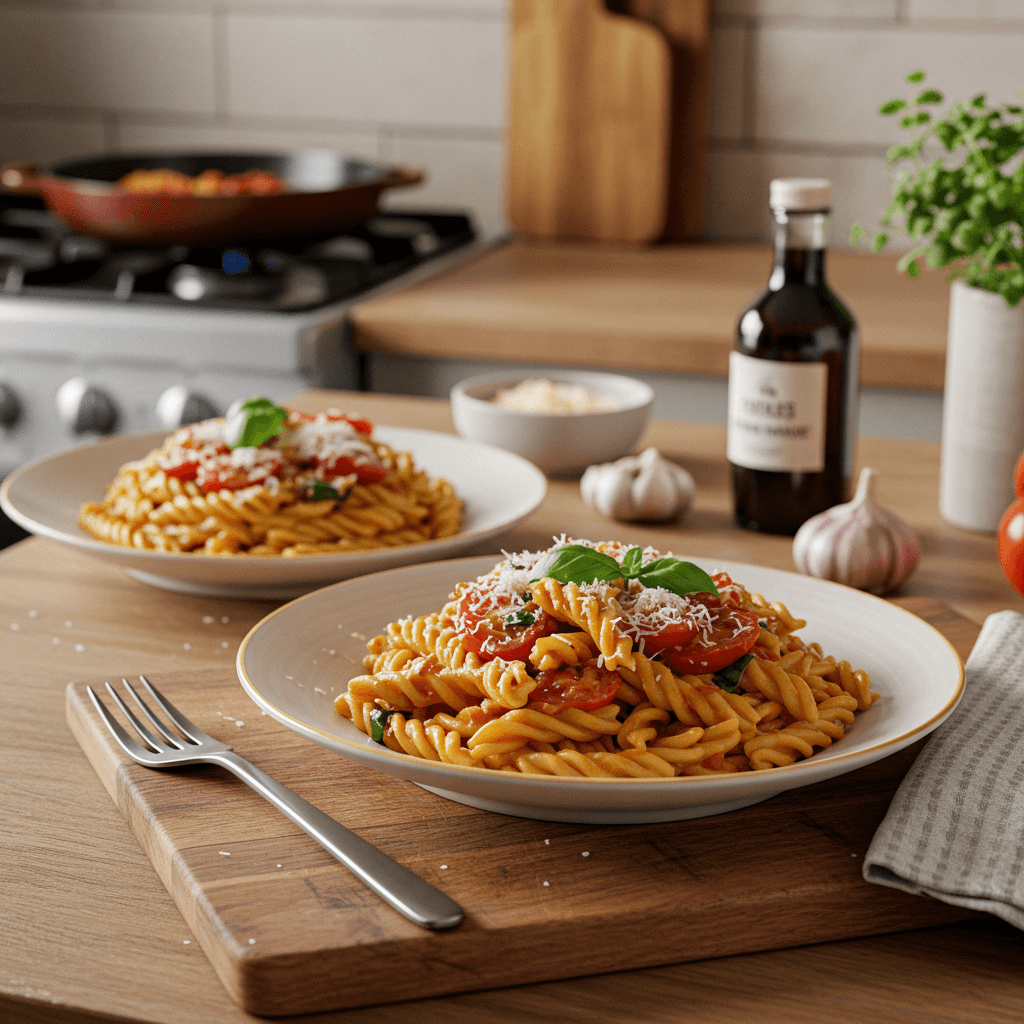 Creamy Cavatelli Pasta in Tomato and Red Wine Sauce