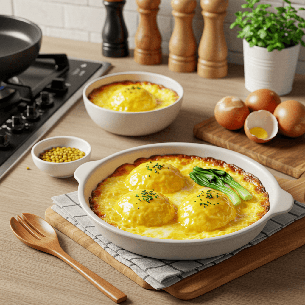 Creamy Custard Eggs with Cornstarch Butter Sauce