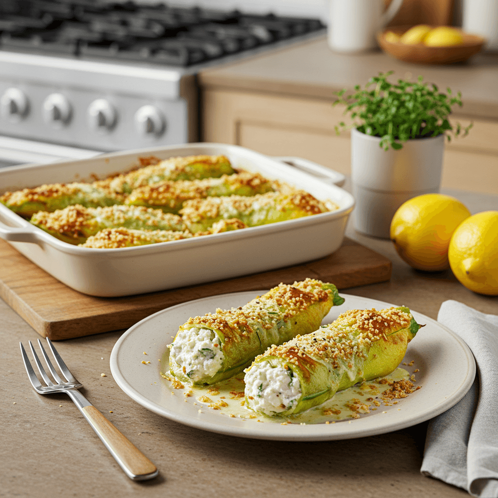 Crispy Ricotta-Stuffed Zucchini Blossoms with Lemon Panko Crust