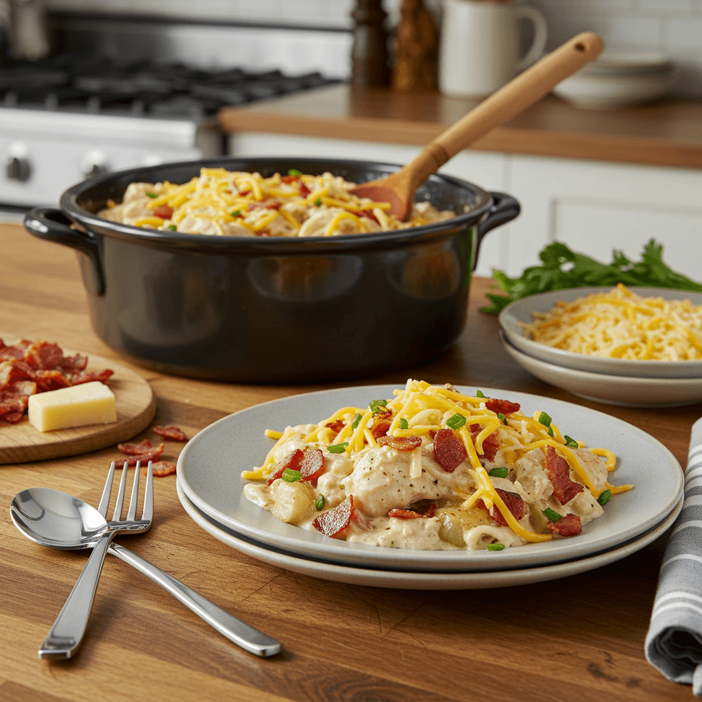 Crock Pot Creamy Ranch Chicken with Bacon and Cheese