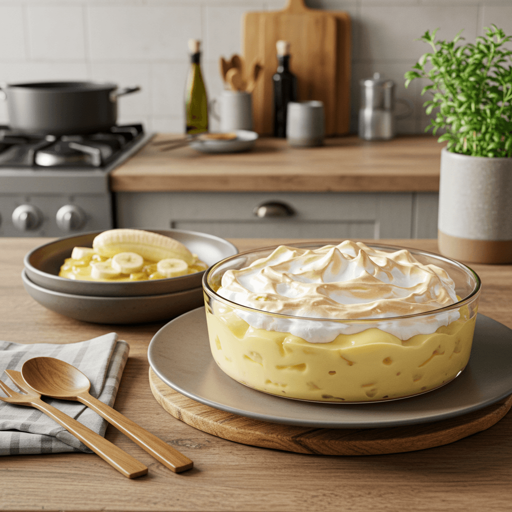 Decadent Banana Cream Pudding with Meringue Topping
