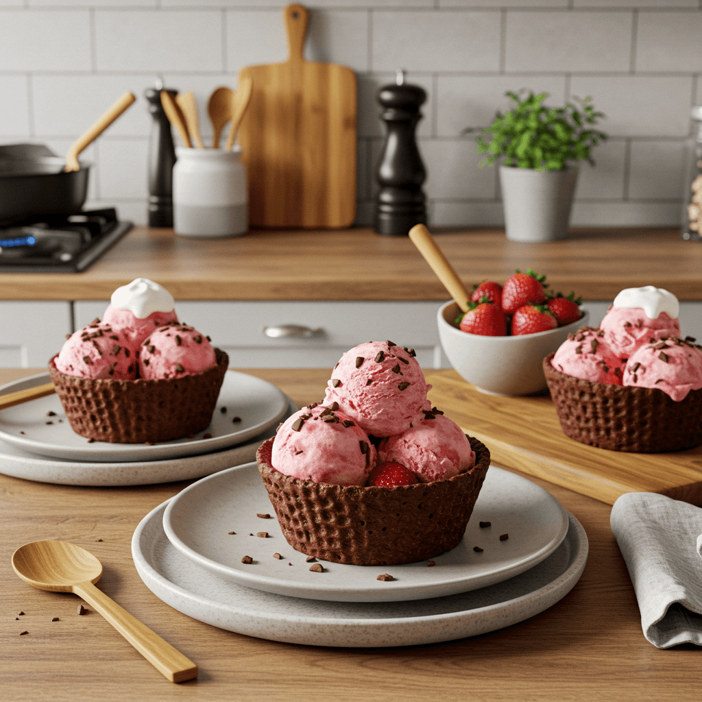 Decadent Chocolate Strawberry Ice Cream Sundae Cups