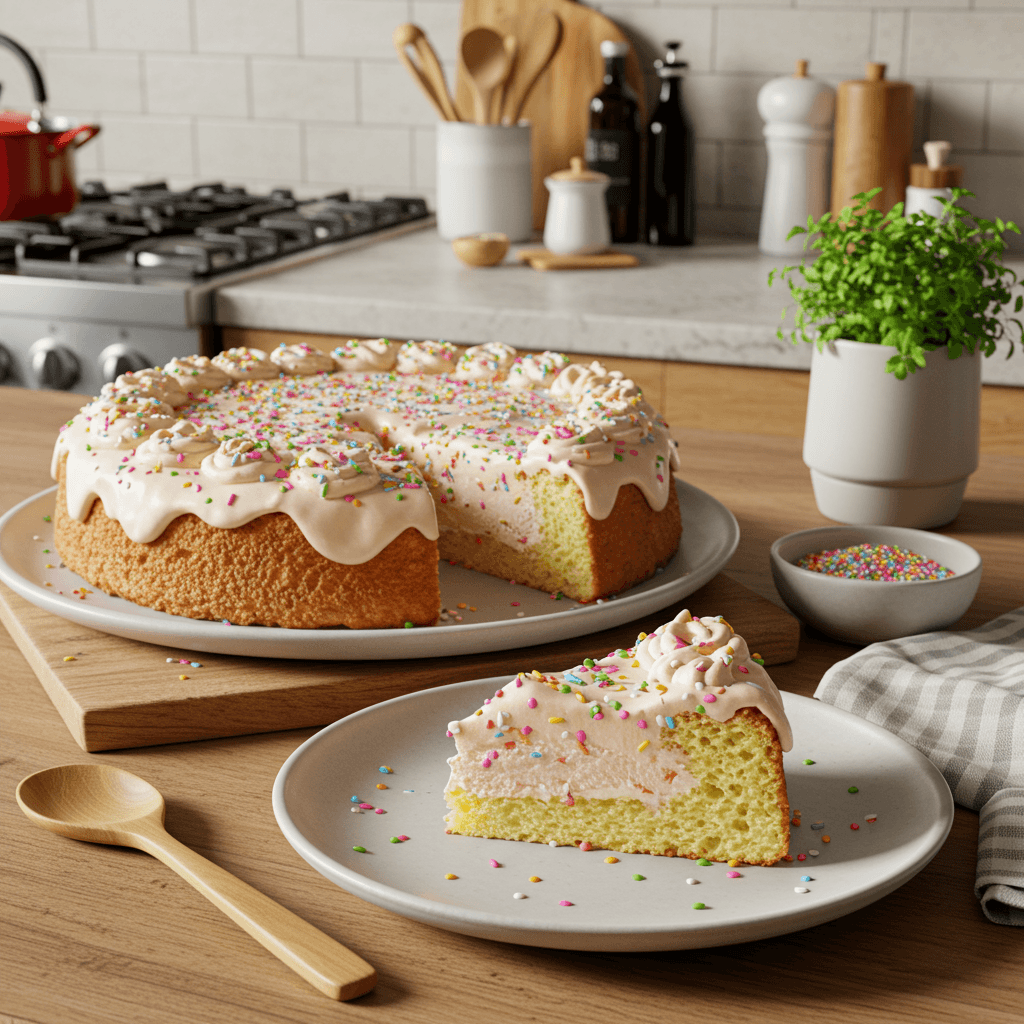 Decadent Melted Ice Cream Cake with Rainbow Sprinkles