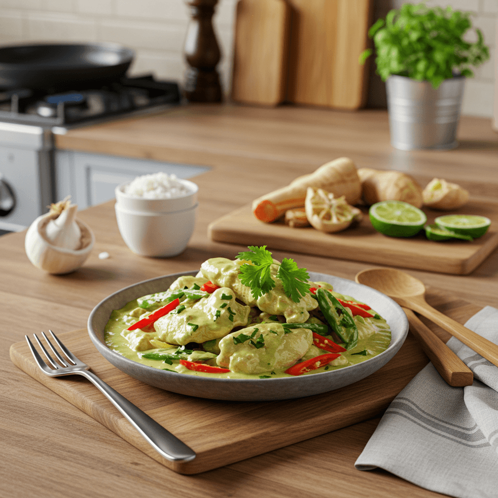 Exquisite Thai Green Curry Chicken with Fresh Herbs