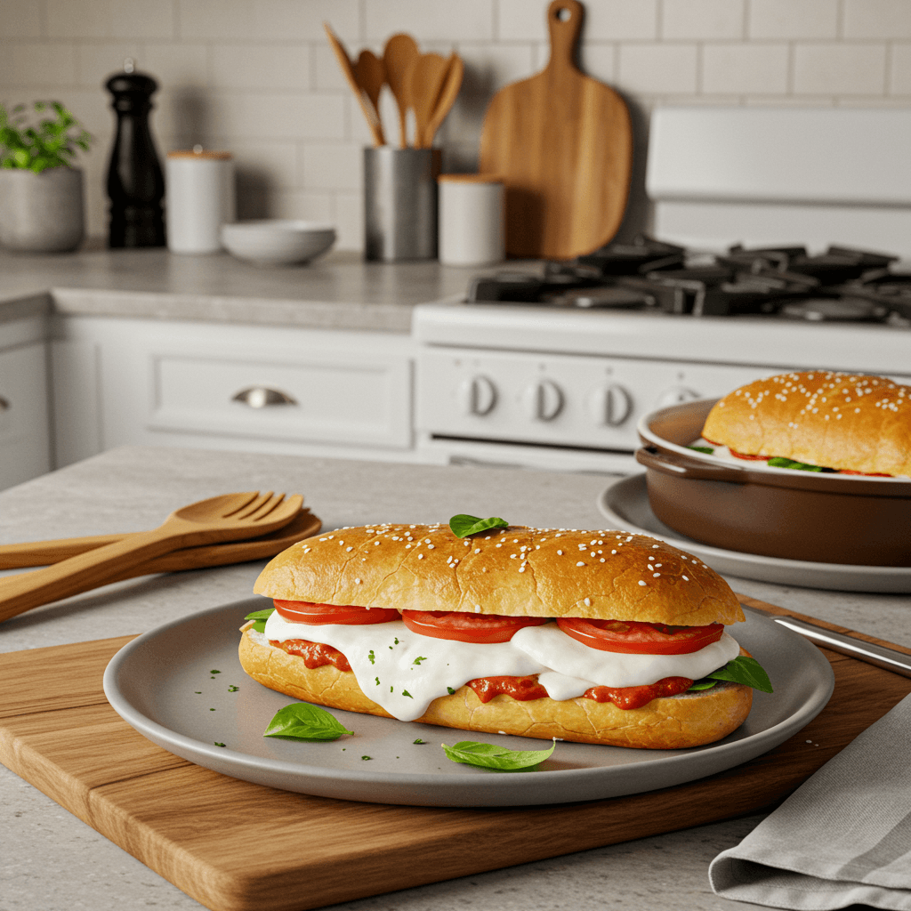 Gooey Mozzarella Stuffed Italian Bread Sandwich