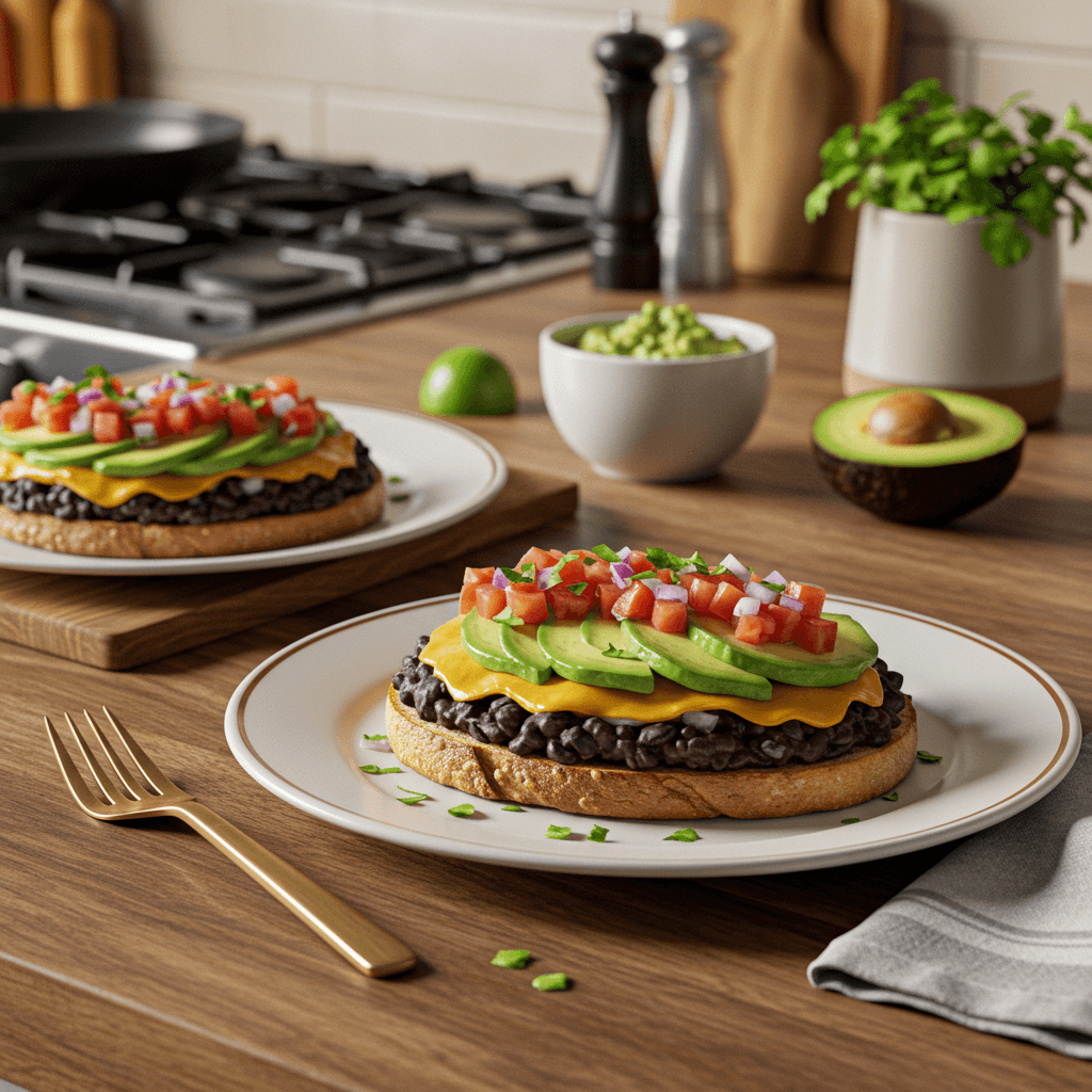 Gourmet Black Bean Melt with Avocado and Pico de Gallo