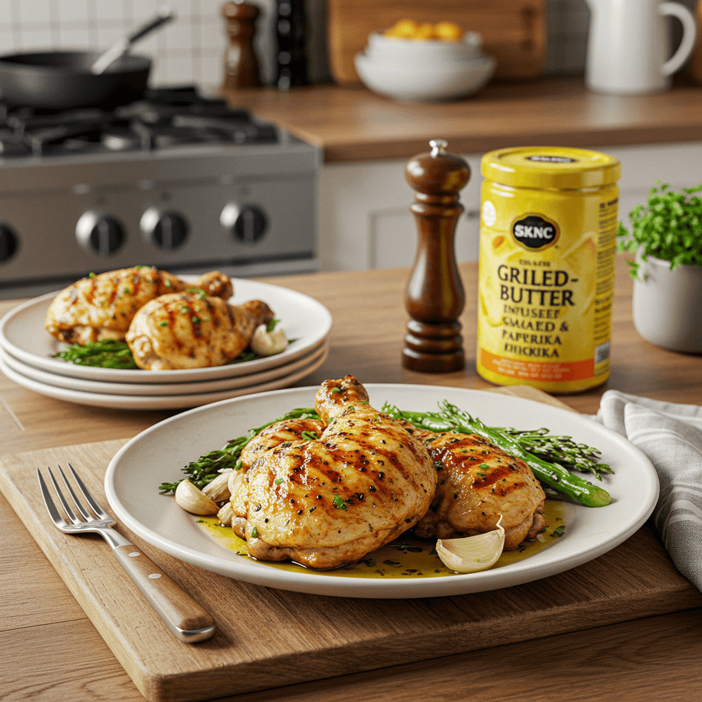 Grilled Herb-Butter Infused Garlic & Smoked Paprika Chicken