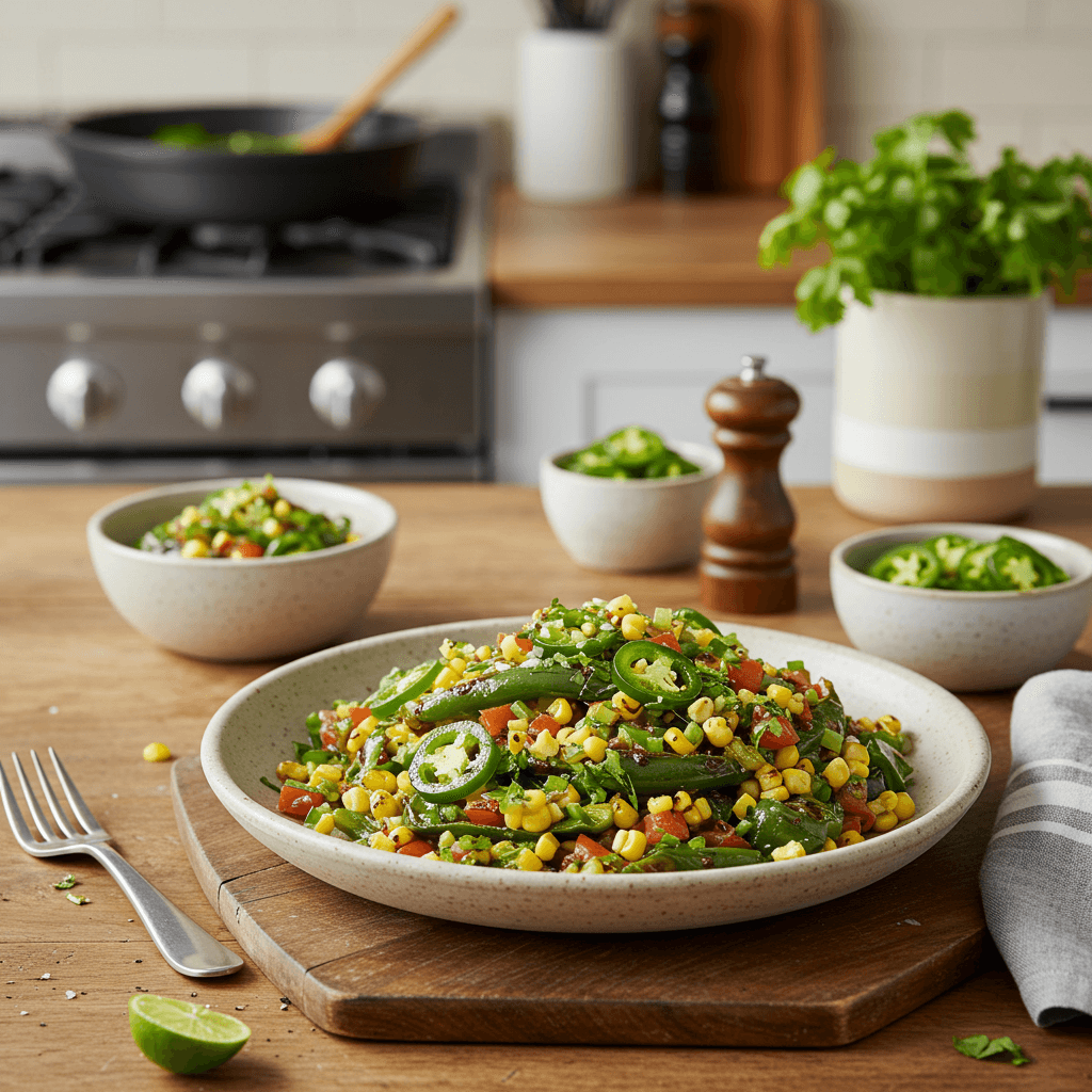 Grilled Poblano and Corn Salsa with Jalapeño Zest