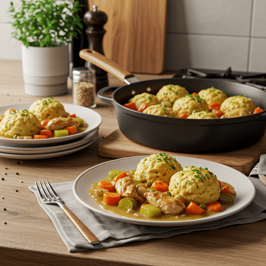 Hearty Chicken and Vegetable Stew with Fluffy Dumplings