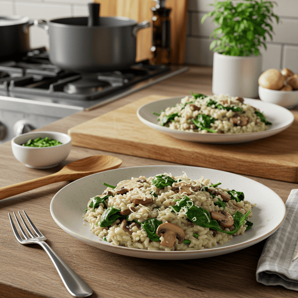 Hearty Mushroom and Spinach Risotto
