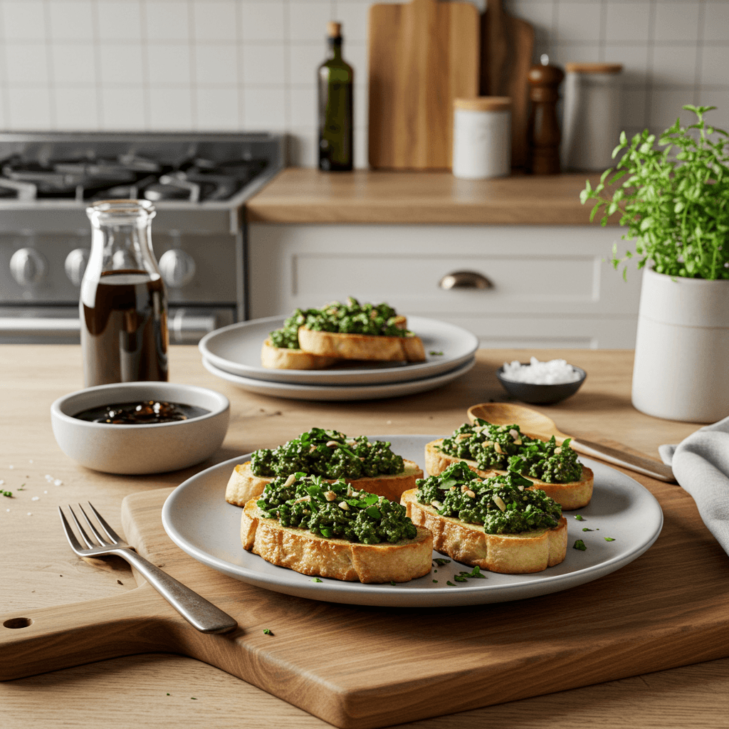 Herb-Crusted Crostini with Balsamic Glaze