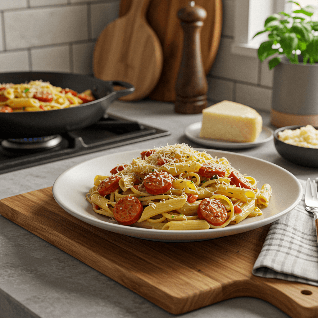 Italian Sausage Pasta with Asiago Cheese