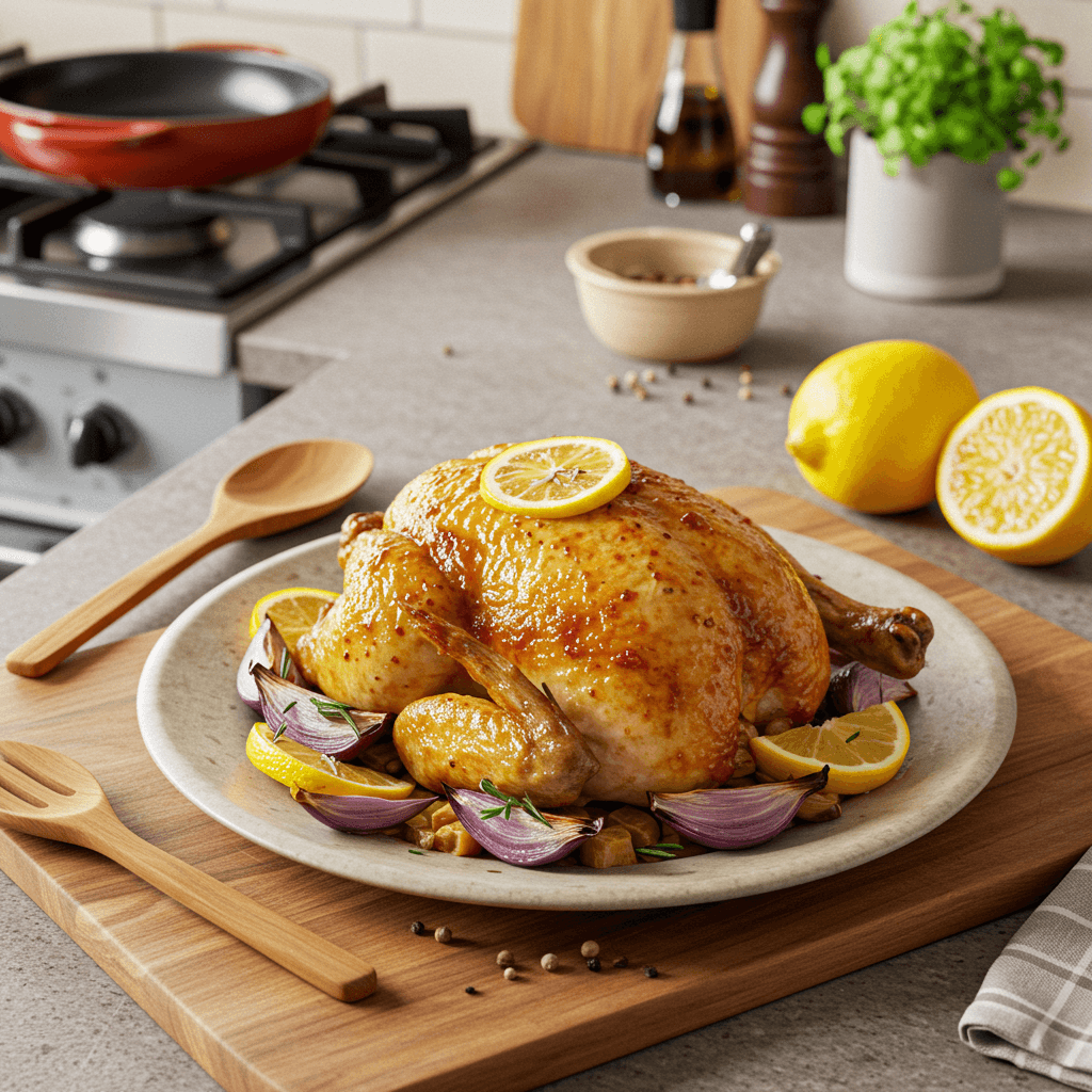 Lemon Garlic Roast Chicken with Paprika