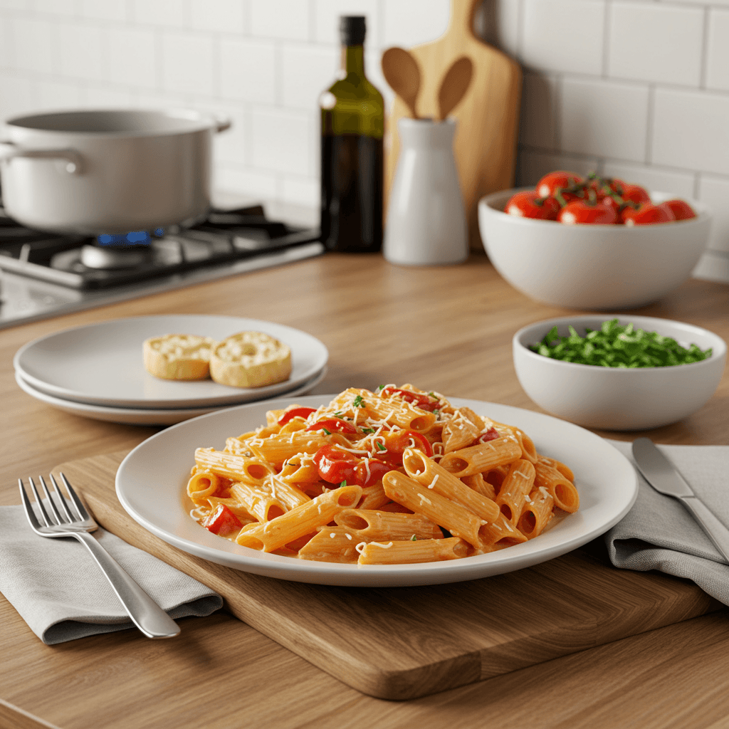 Microwave Creamy Red Pepper Pasta Delight
