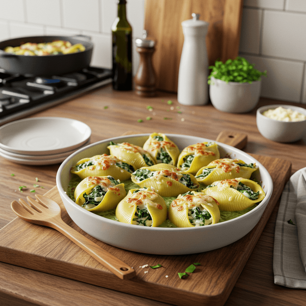 Oven-Baked Spinach & Cheese Stuffed Shells
