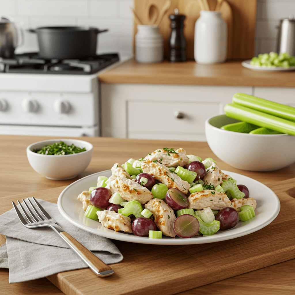 Oven-Roasted Chicken Salad with Grapes and Celery