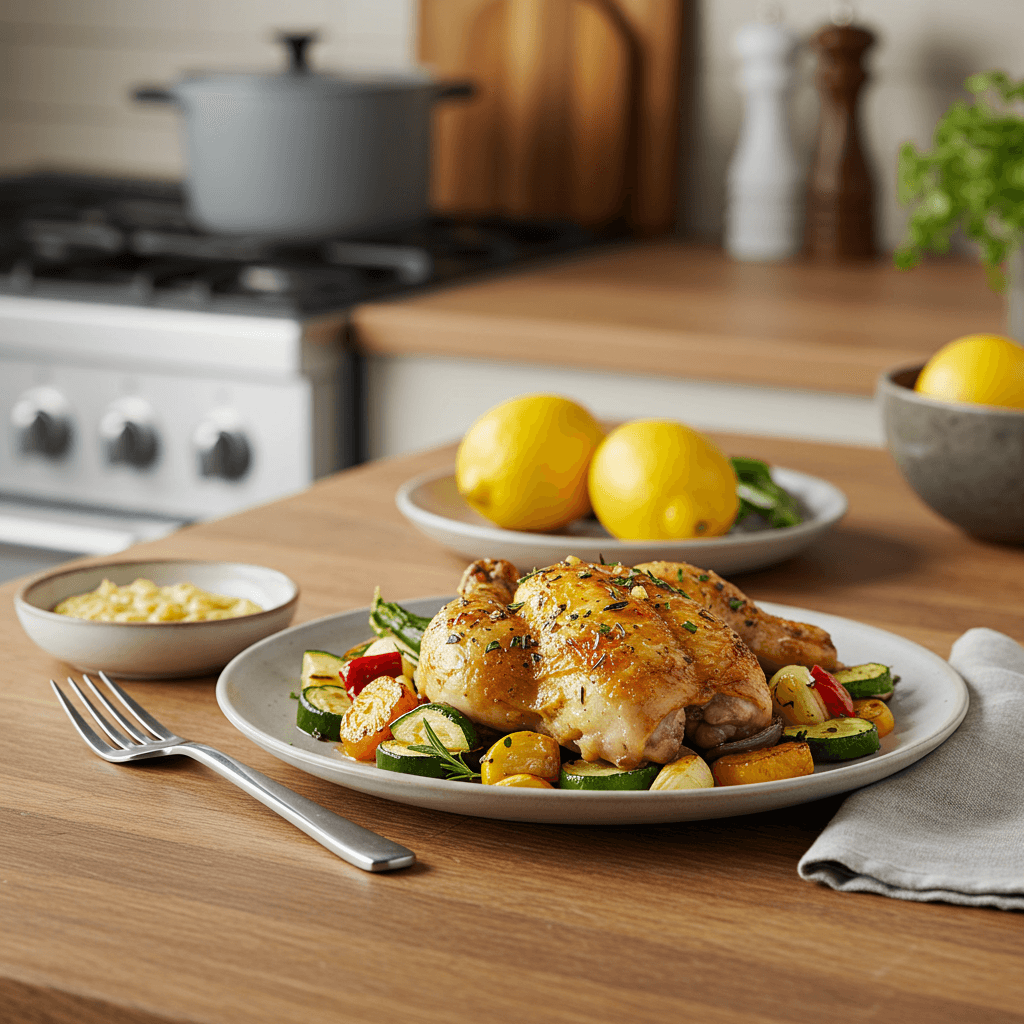 Oven-Roasted Lemon Herb Chicken with Mediterranean Vegetables