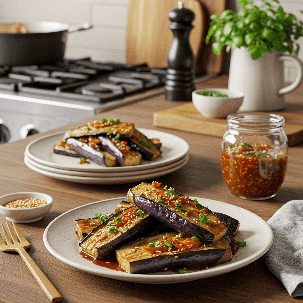 Oven-Roasted Miso Glazed Japanese Eggplants