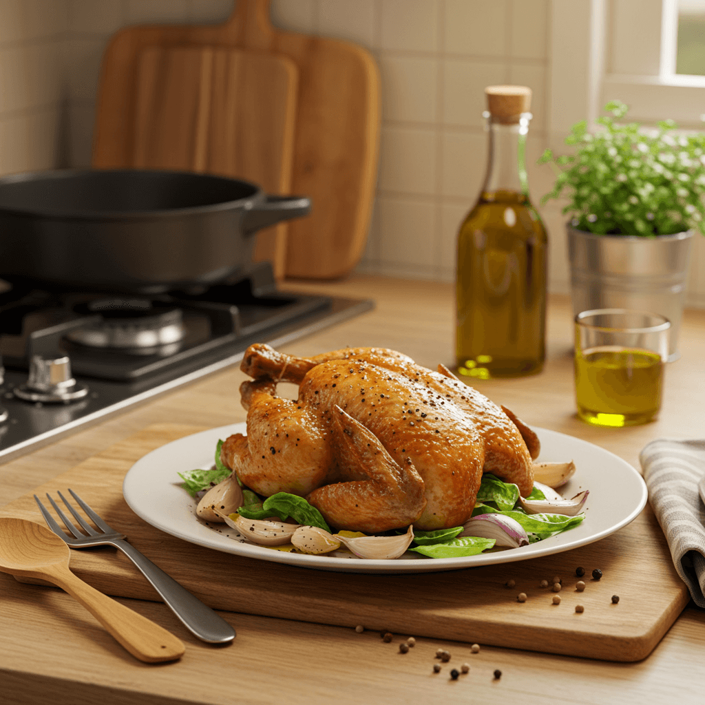 Roasted Chicken with Olive Oil and Black Pepper
