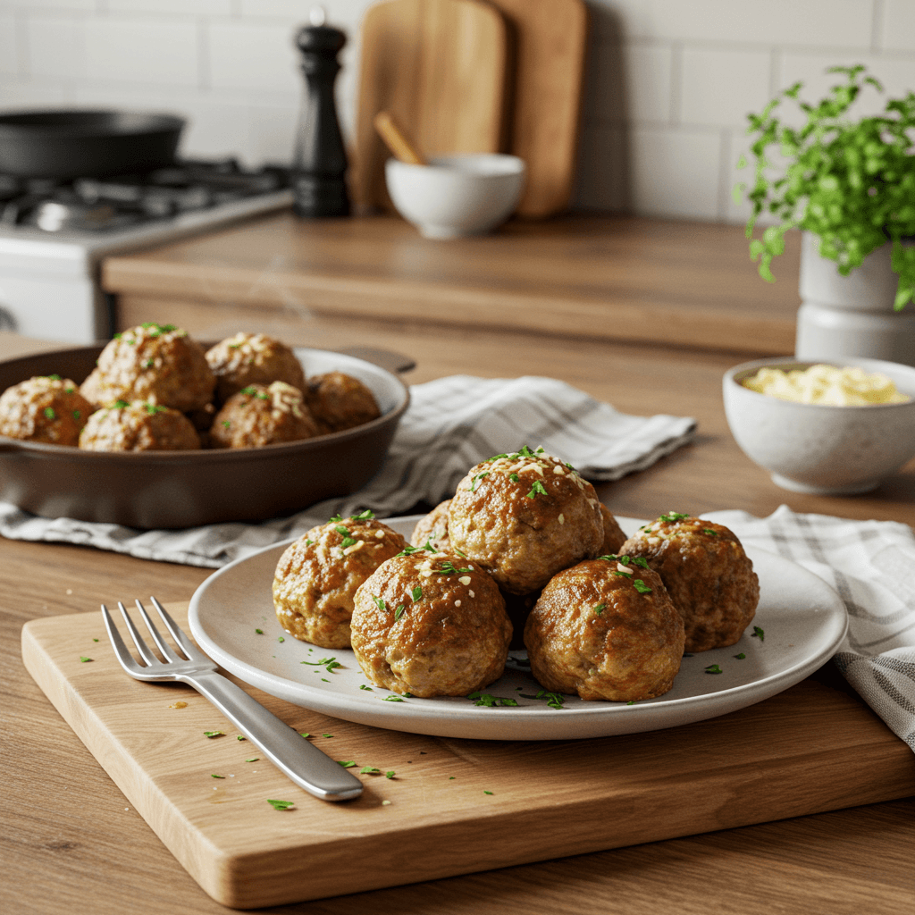Savory Baked Turkey Meatballs with Herbs