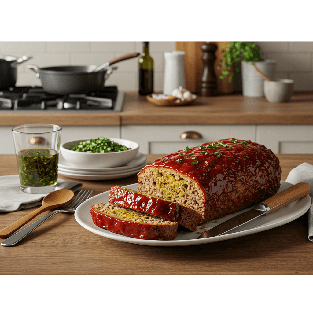 Savory Oven-Baked Meatloaf with Herb-Infused Glaze
