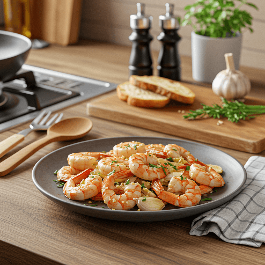 Savory Sauteed Shrimp with Garlic and Brandy
