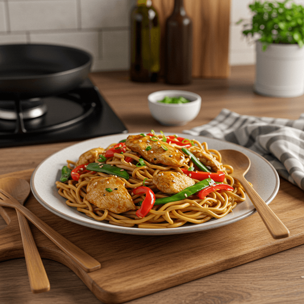 Savory Stir-Fried Chicken and Noodles