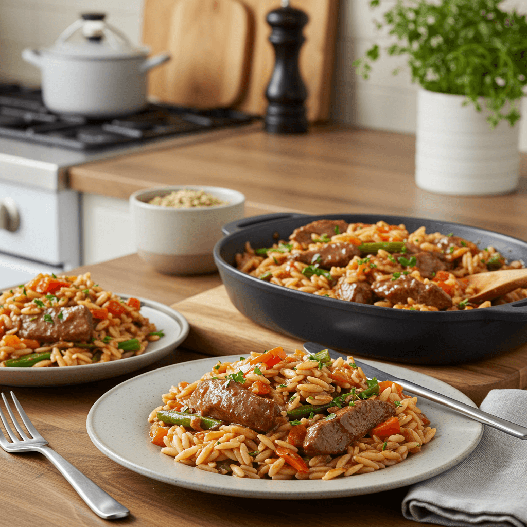 Slow-Cooked Savory Meat and Orzo Delight