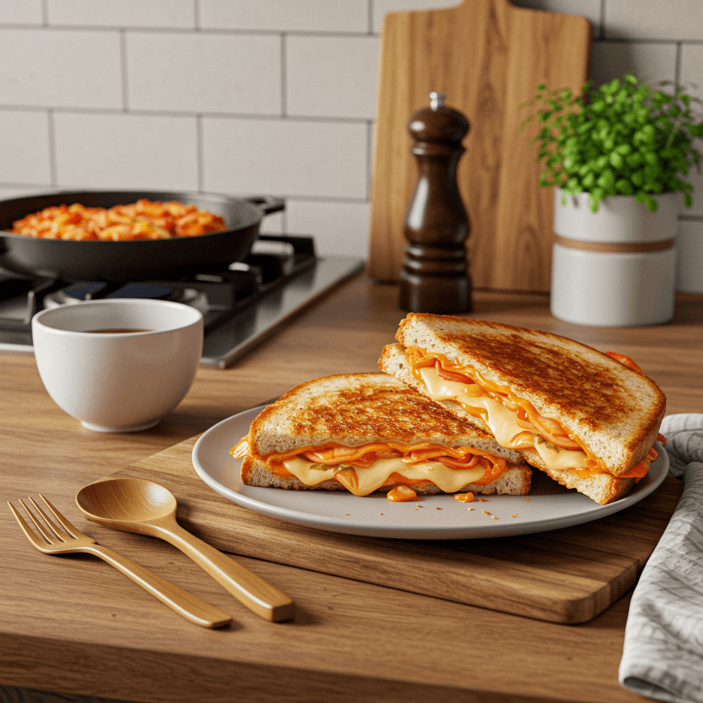 Spicy Kimchi Grilled Cheese Sandwich