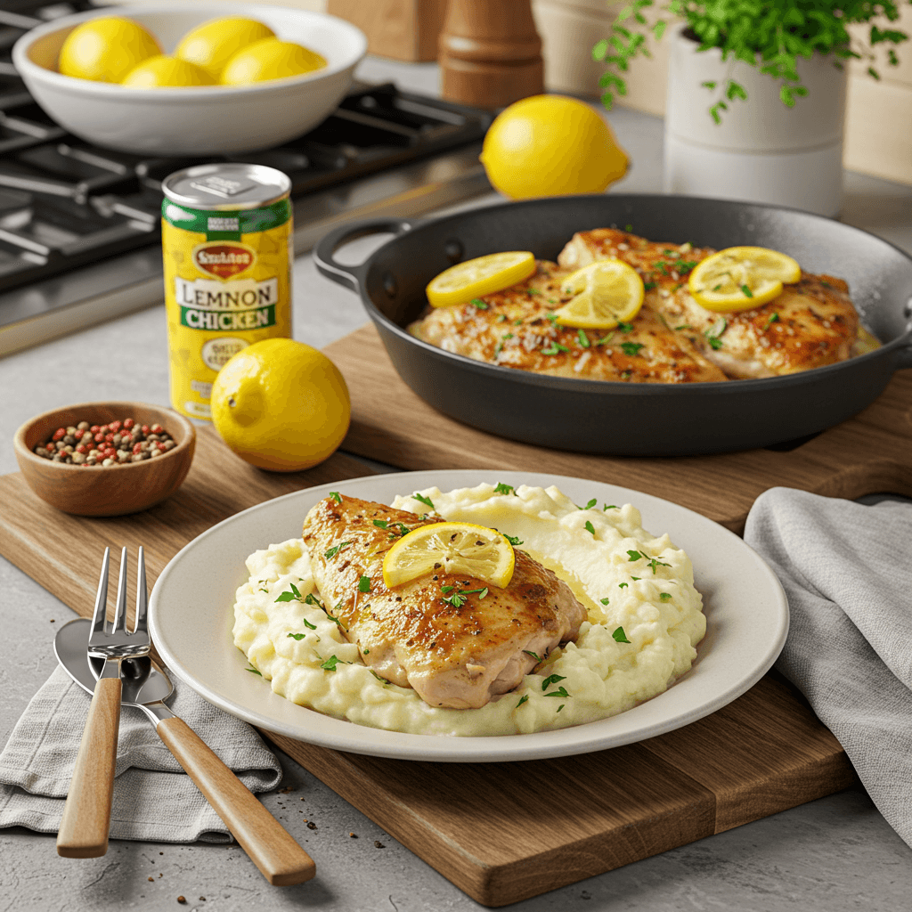 Stove-Top Lemon Herb Chicken with Garlic Mashed Potatoes