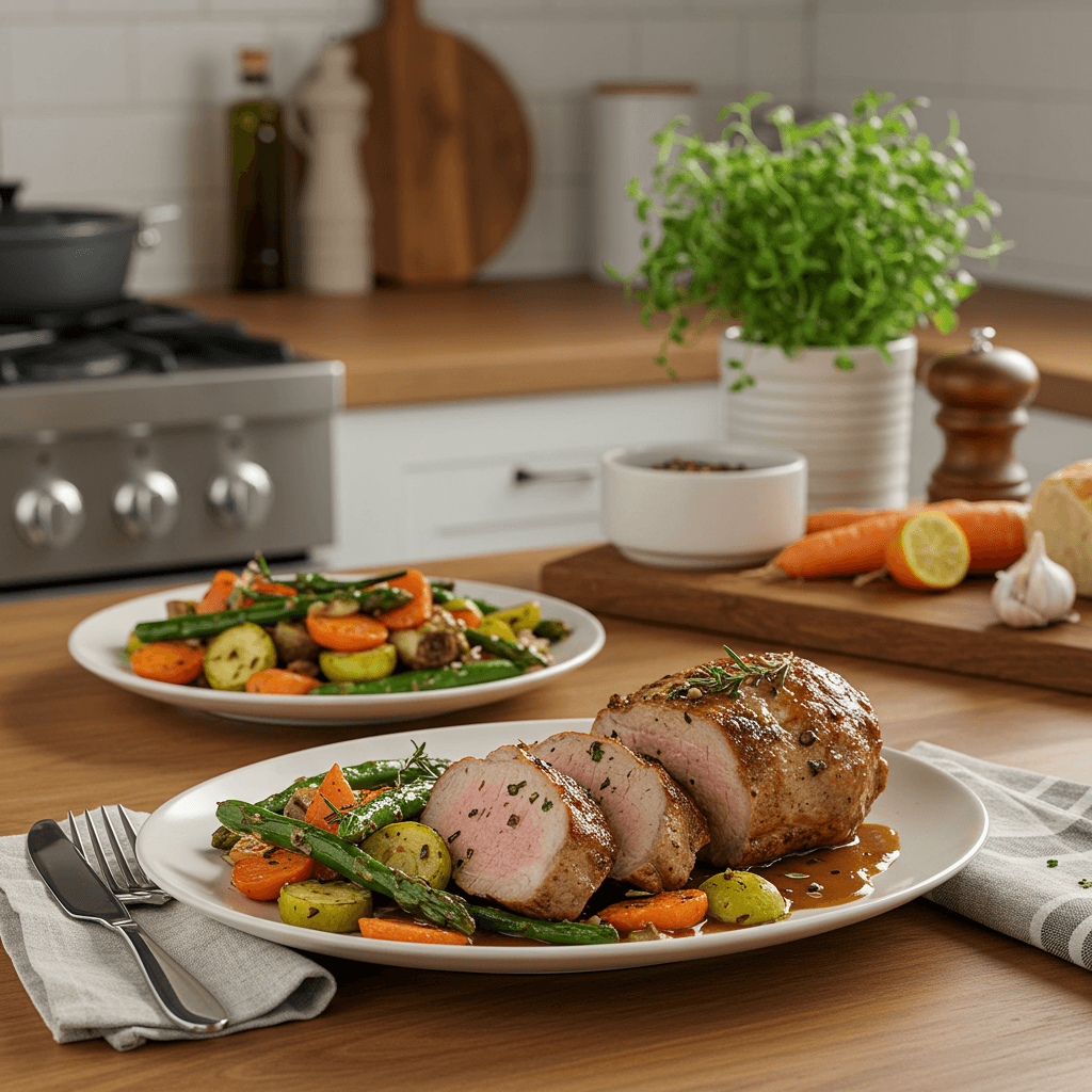 Succulent Oven-Roasted Pork Tenderloin with Herb-Infused Vegetables