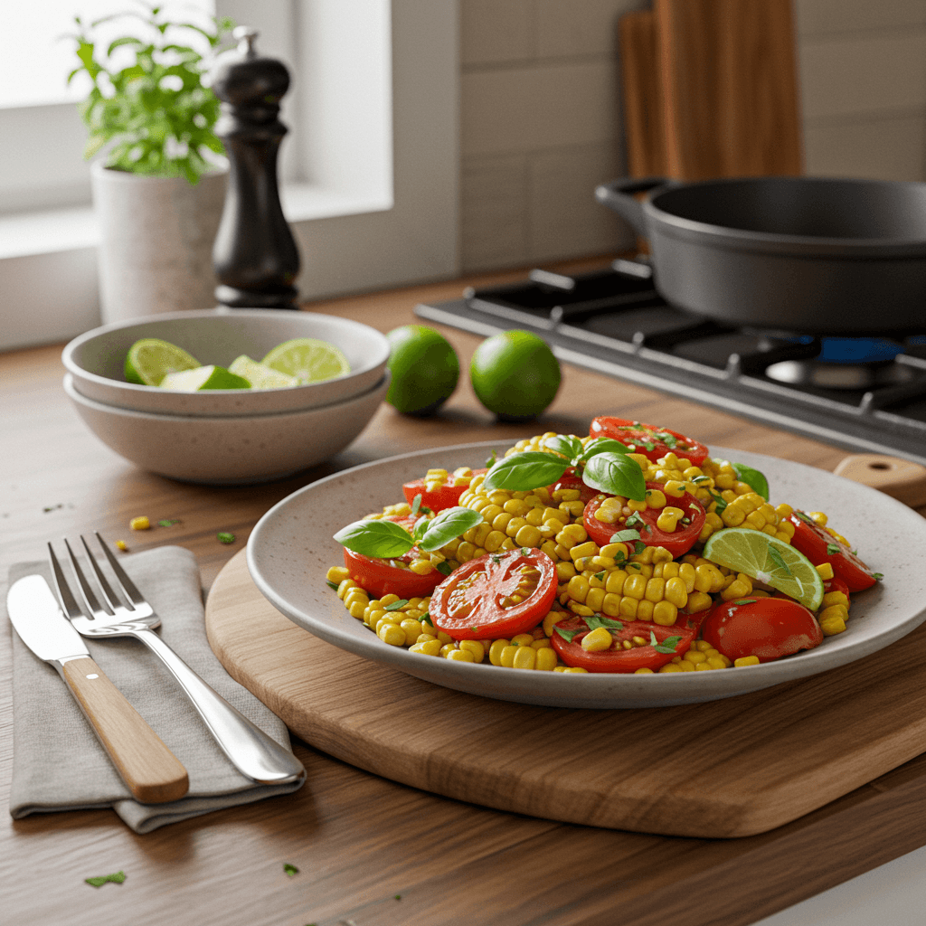 Summer Corn and Tomato Sauté with Basil and Lime