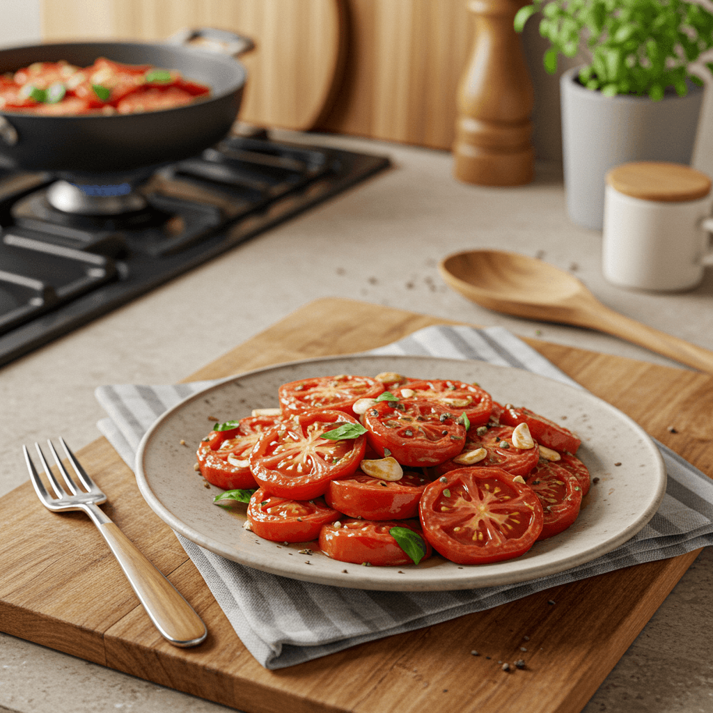 Tomato Basil Garlic Sauté